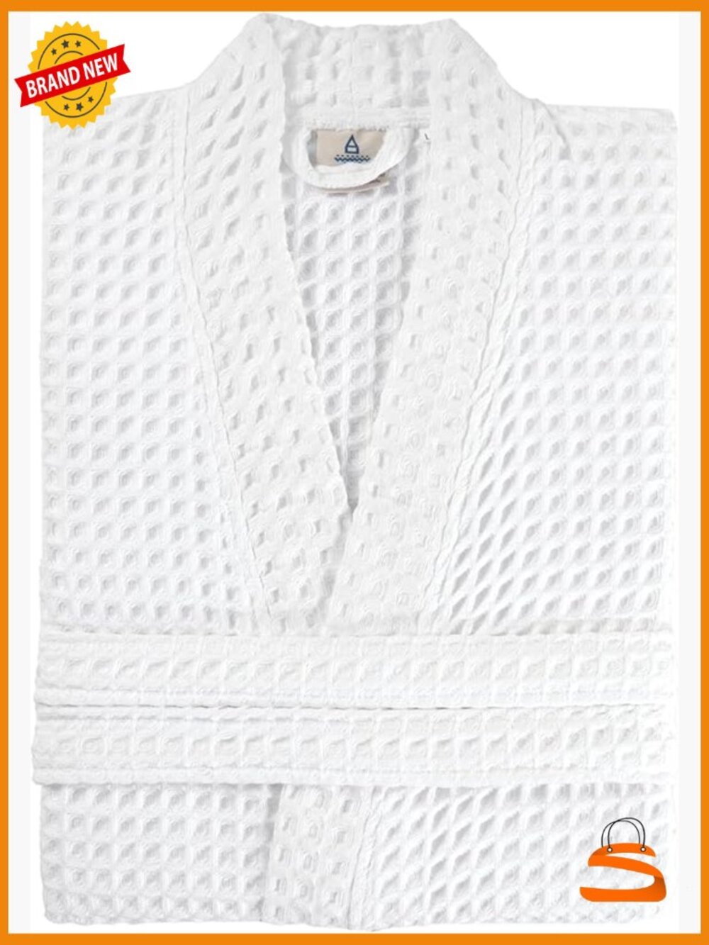 100% Cotton Waffle Kimono Robe with Pockets - Cozy Relaxation - Medium